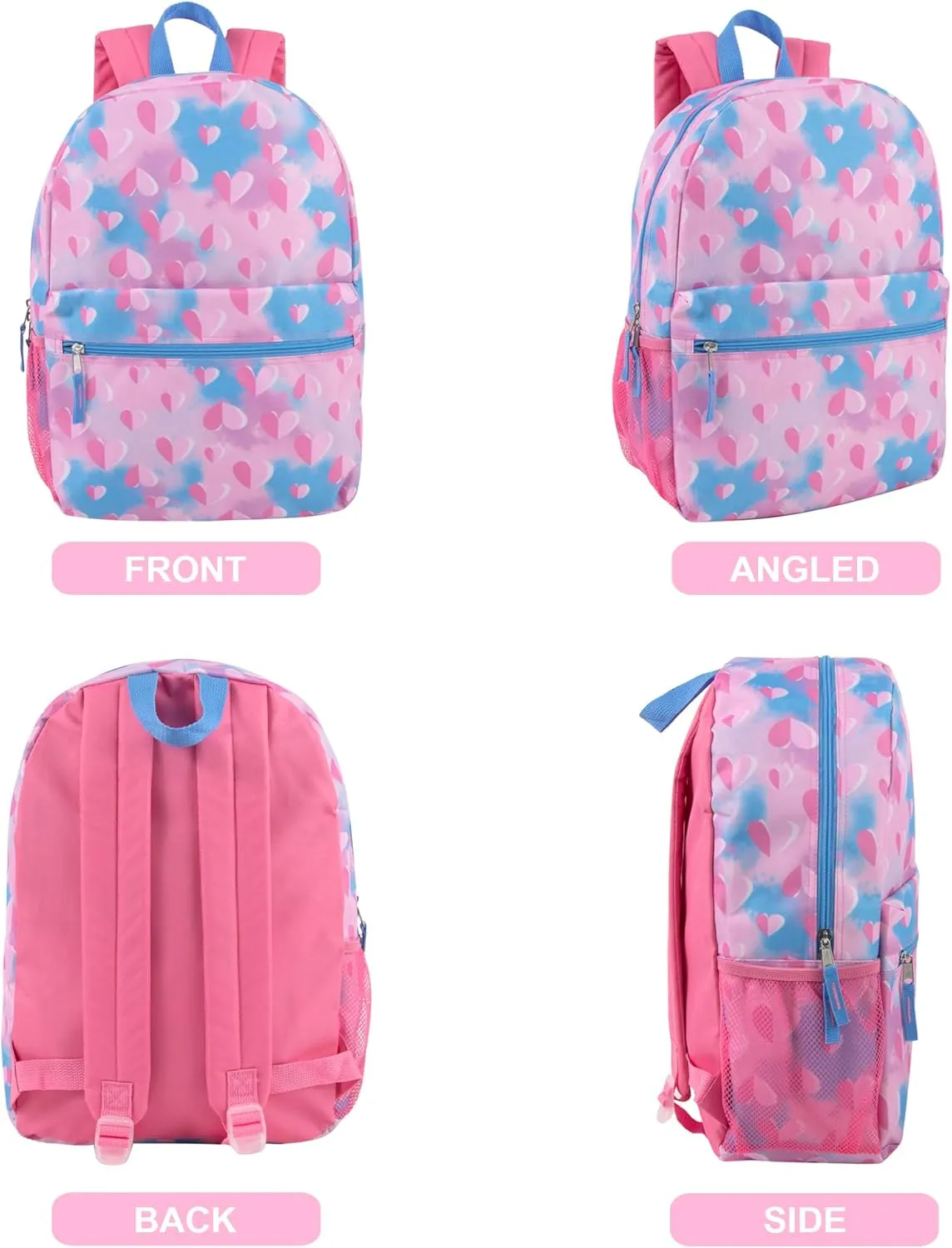 17 Inch Backpack with Side Pockets for Girls for School, Travel, Hiking, Camping