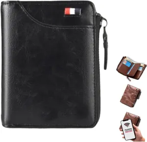 2023 New Multi-Functional RFID Blocking Waterproof Durable PU Leather Wallet, Large Capacity Zipper Wallets for Men Holds 1-14 Cards, Soft Slim Genuine Leather RFID Blocking Wallet Technology (BLACK)