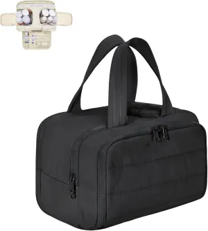2025 New Cureaway Travel Cosmetic Bag, Large Capacity Wide-Open Travel Cosmetic Bag, Curetoaway Toiletry Bag for Women, 4-In-1 Puffy Multi-Functional Toiletry Bag for Women for Accessories (Black)