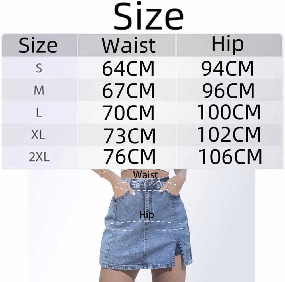 2025 New Woman Y2K High Waisted Casual Stretchy Denim Skirt Side Split Mini Skirts with Shorts Underneath