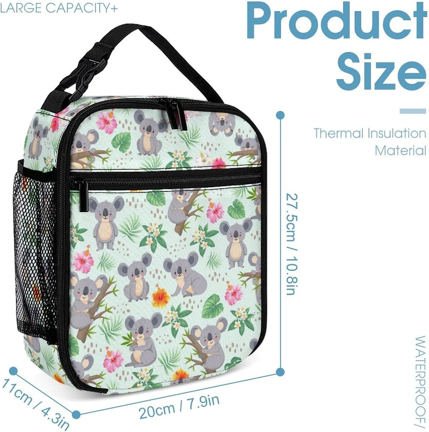 3pcs Cartoon Koala Backpack Set, Multi-functional Laptop Bag 17in Water Resistant Travel Daypack, Large Capacity Double Shoulder Backpack With Lunch Bag (Cartoon Koala