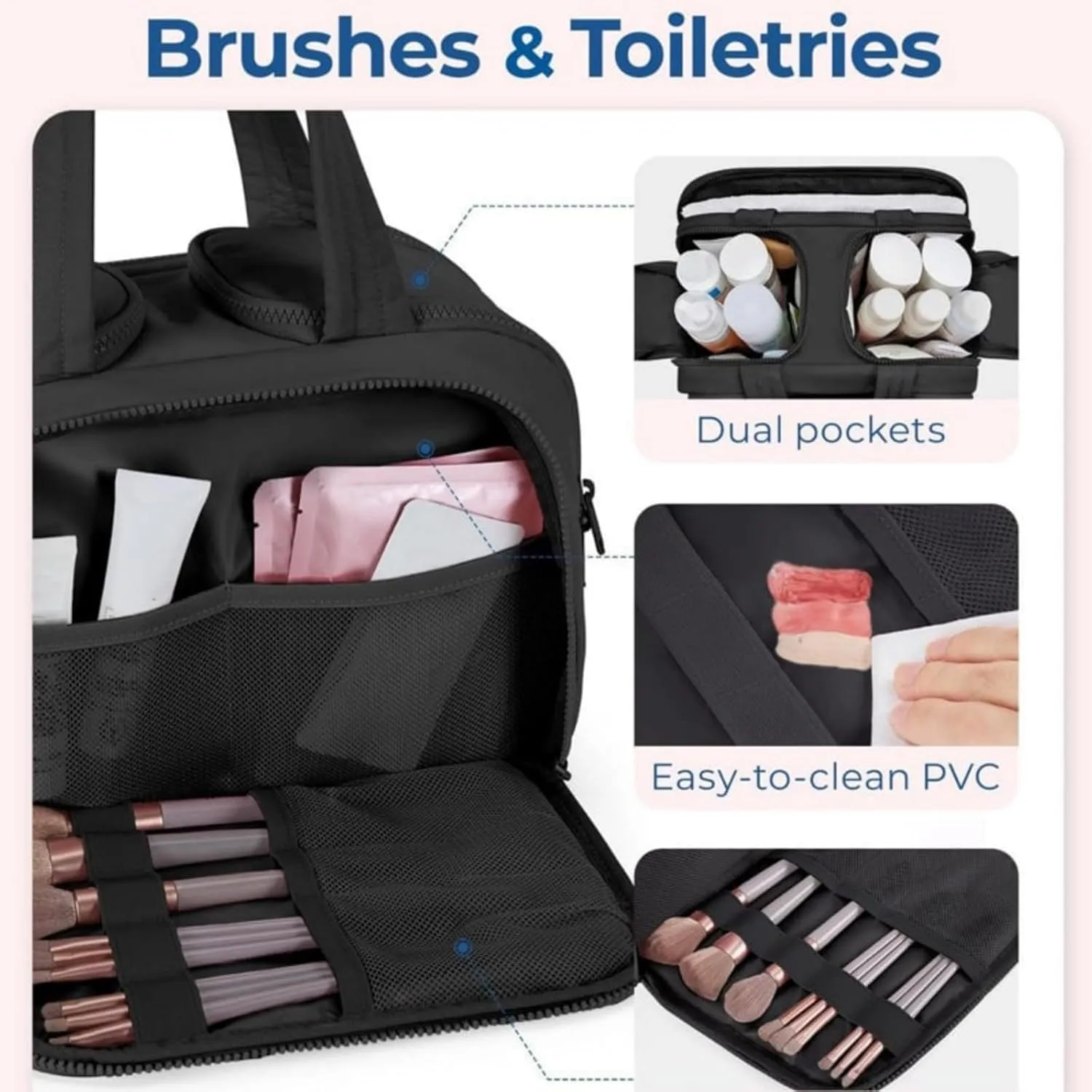 4-in-1 Multifunctional Travel Cosmetic Bag, Large-Capacity Travel Cosmetic Bag, 4-in-1 Puffy Multi-functional Toiletry Bag, 2025 New Camping Toiletry Bag for Women Traveling (Beige Pink)
