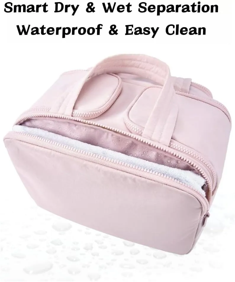 4-in-1 Puffy Multi-Functional Toiletry Bag for Women, Lightweight Hanging Travel Toiletry Bag, Large Capacity Wide-Open Travel Cosmetic Bag with Handle for Makeup Accessories & Toiletries (Black)