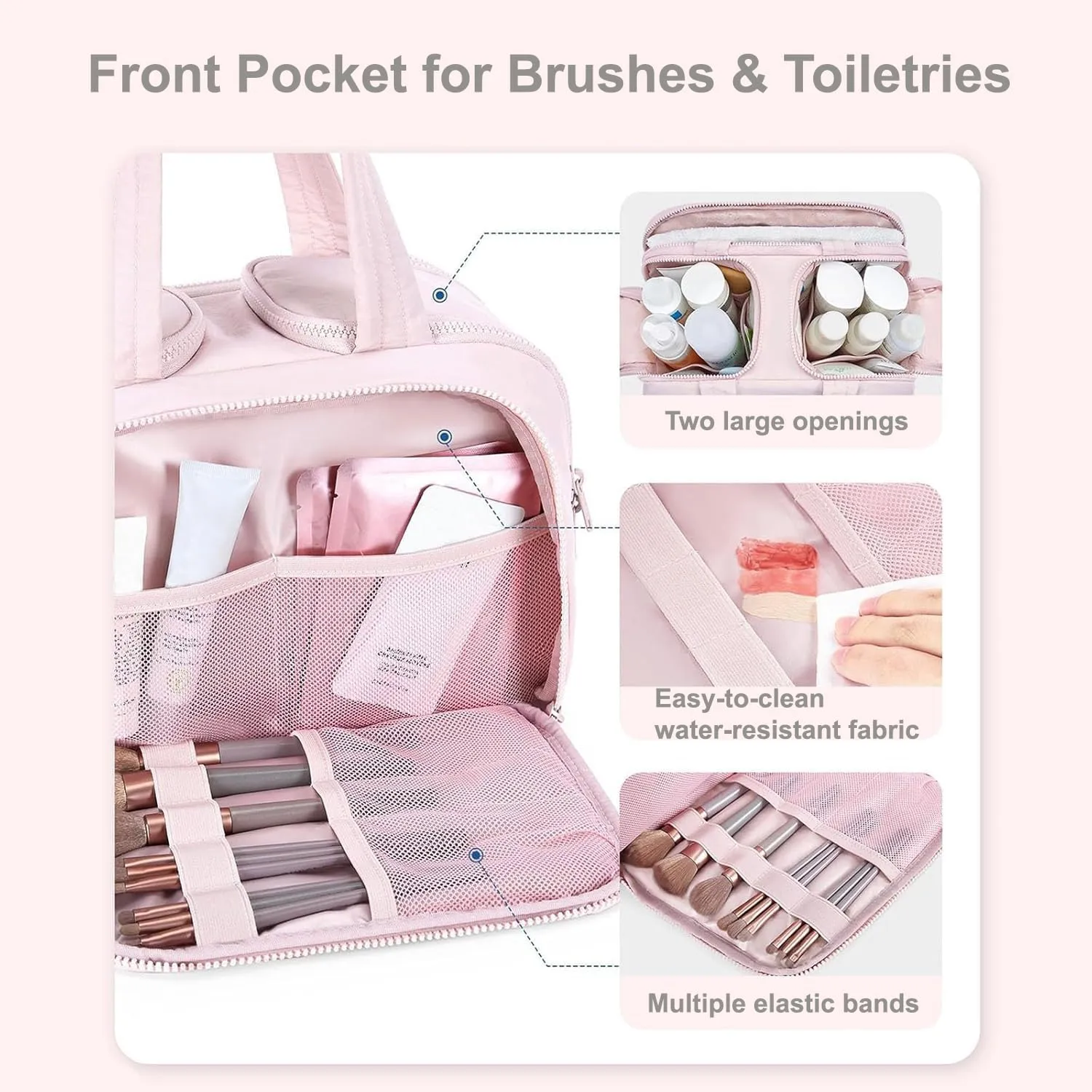 4-in-1 Puffy Multi-Functional Toiletry Bag,Travel Toiletry Bag, Lightweight Large Wide-Open Travel Bag for Women,Puffy Cosmetic Bag with Handle for Accessories,Essentials, Toiletries (Khaki)