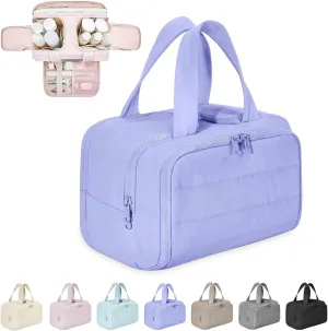 4-in-1 Puffy Multi-Functional Toiletry Bag,Travel Toiletry Bag, Lightweight Large Wide-Open Travel Bag for Women,Puffy Cosmetic Bag with Handle for Accessories,Essentials, Toiletries (Purple)