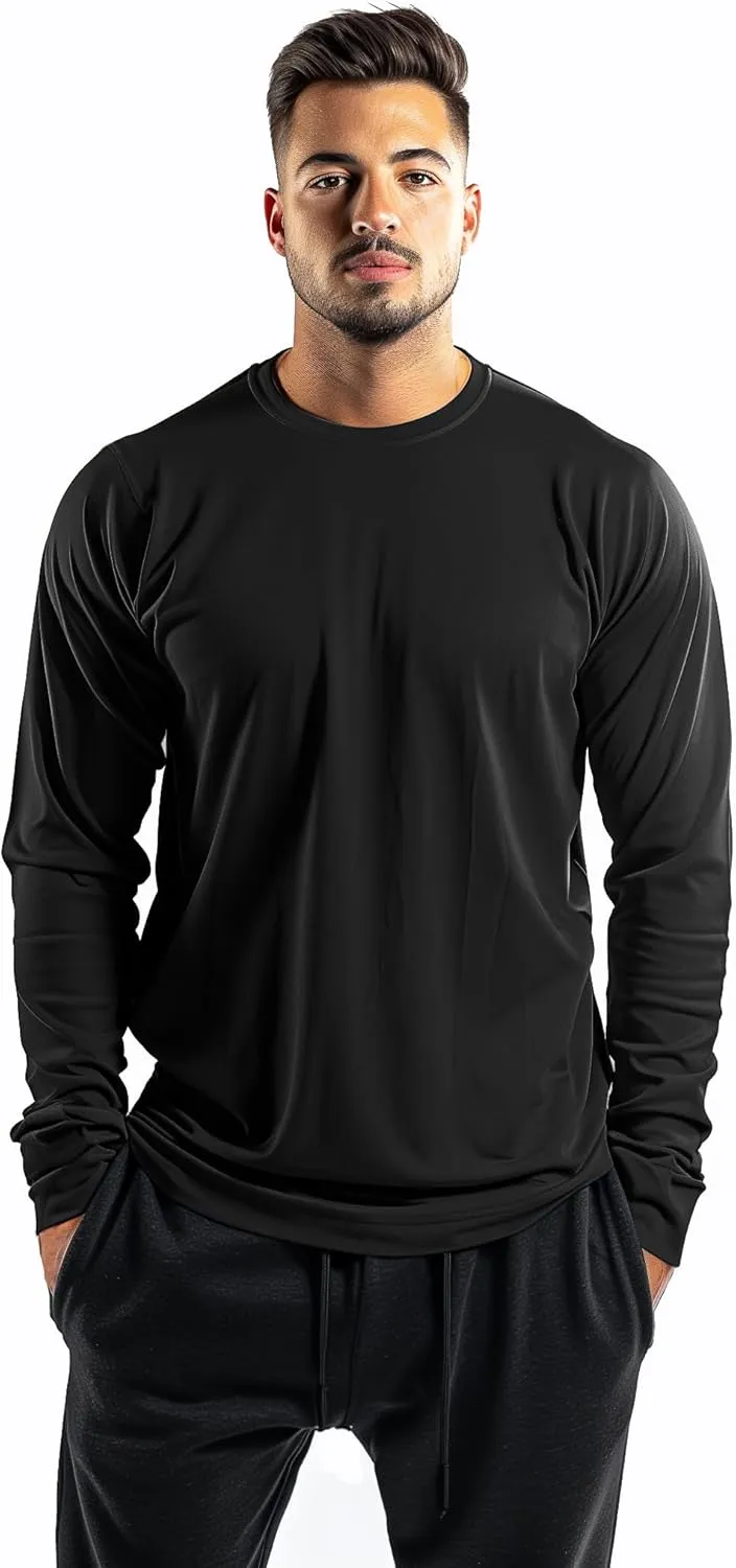 5 Pack Mens Long Sleeve Quick Dry Active Athletic T Shirt Running Gym Workout Tee Tops