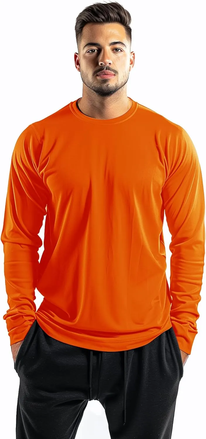 5 Pack Mens Long Sleeve Quick Dry Active Athletic T Shirt Running Gym Workout Tee Tops