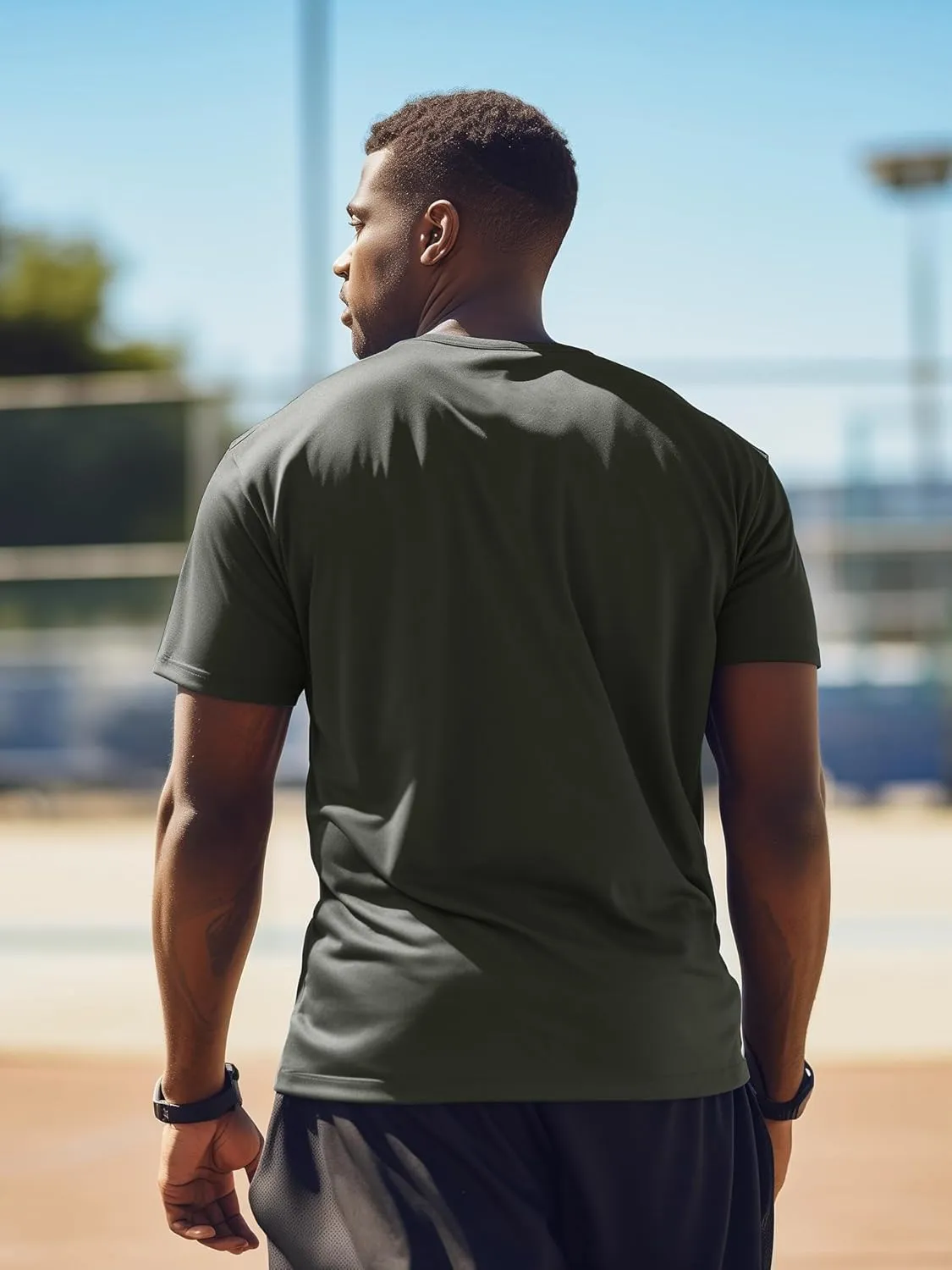 5 Pack Mens Short Sleeve Quick Dry Active Athletic T Shirt Running Gym Workout Tee Tops