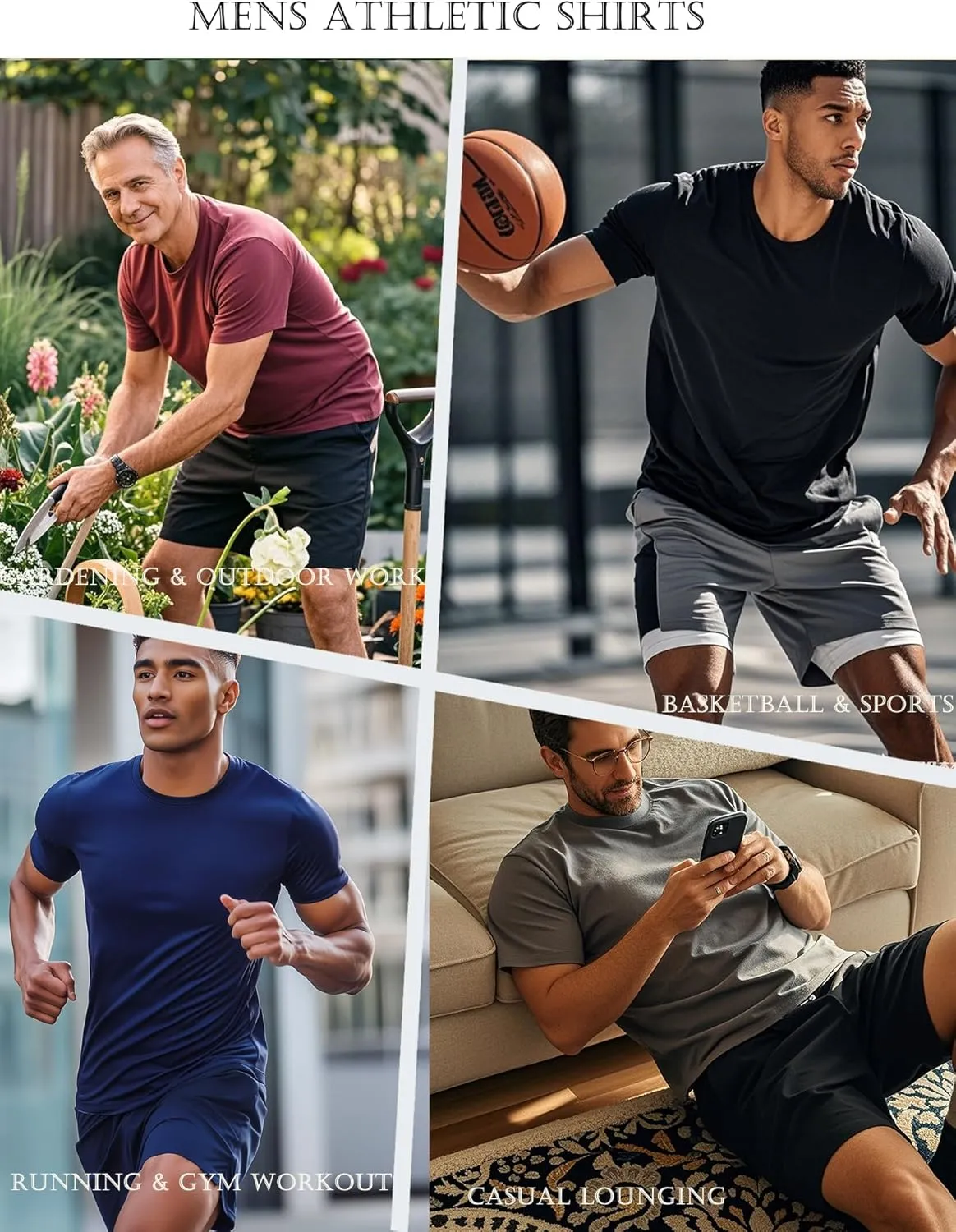 5 Pack Mens Short Sleeve Quick Dry Active Athletic T Shirt Running Gym Workout Tee Tops