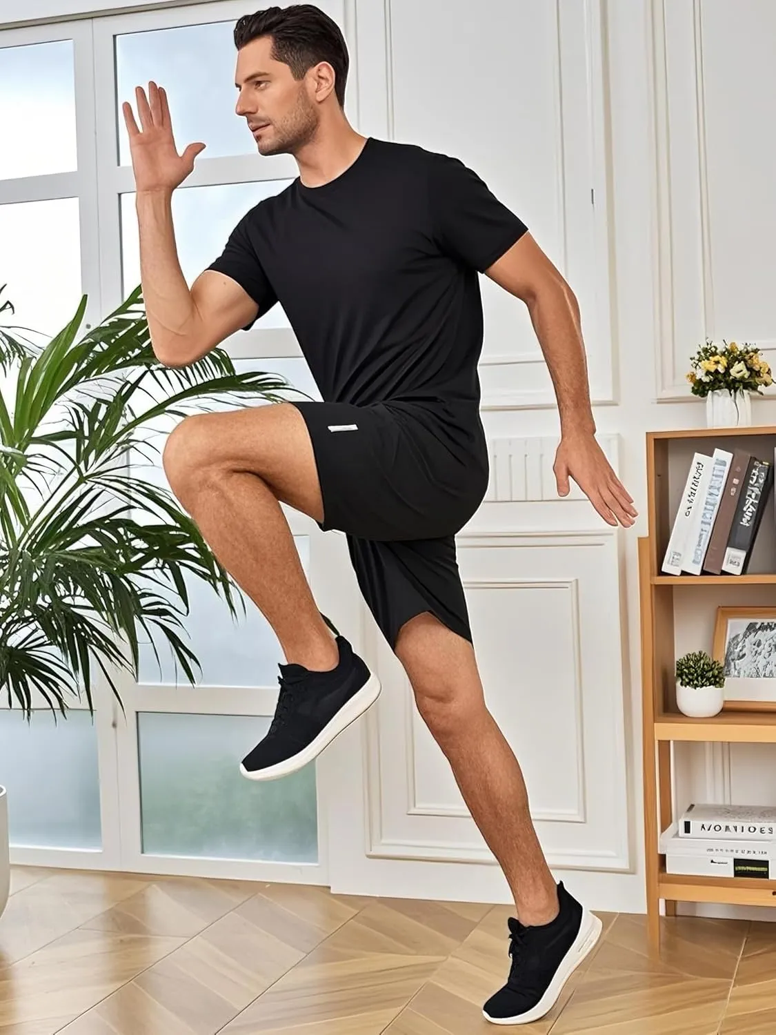5 Pack Mens Short Sleeve Quick Dry Active Athletic T Shirt Running Gym Workout Tee Tops