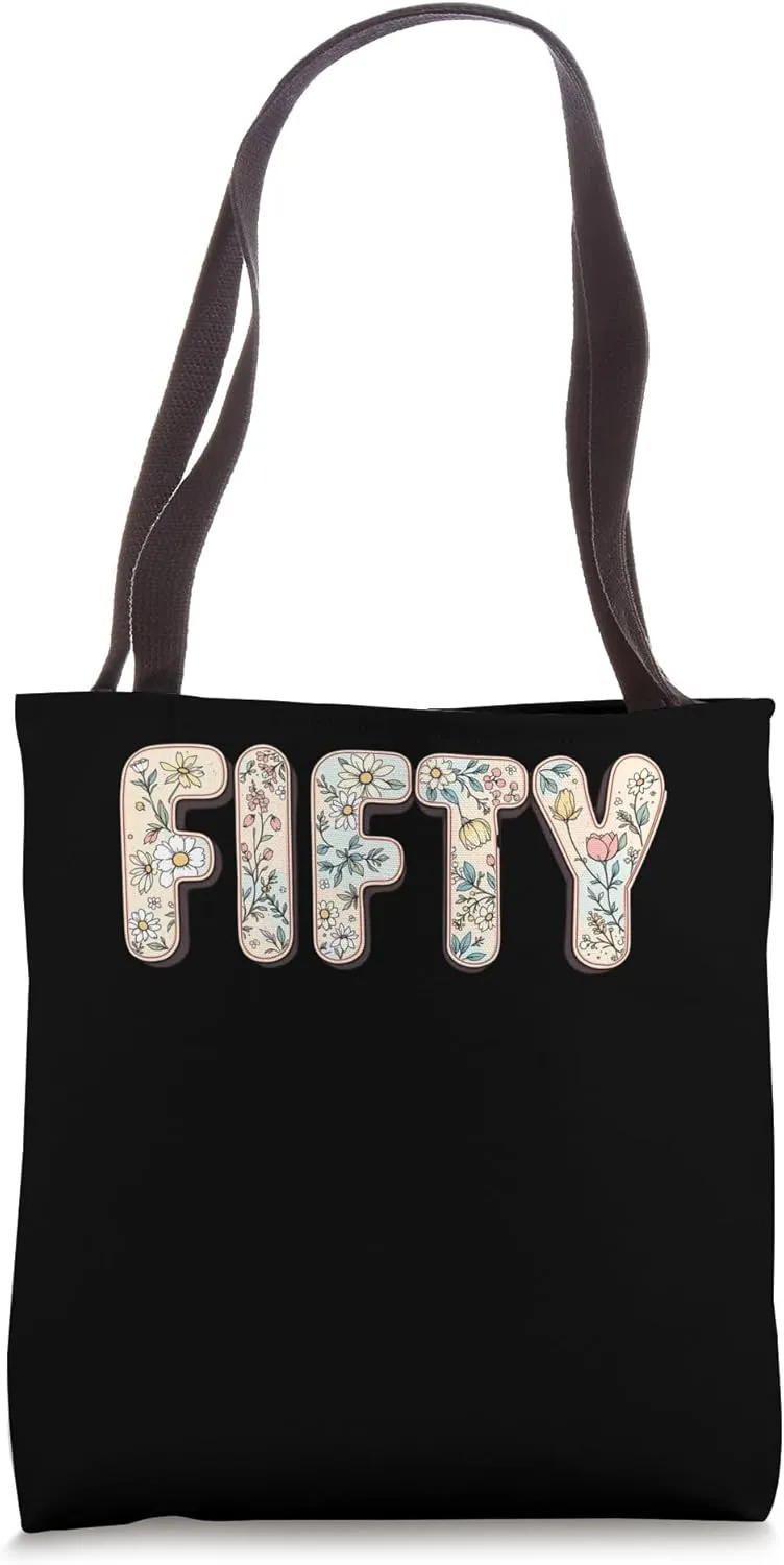 50 Years Old Vintage 50th Birthday Tee Wildflower Women Tote Bag
