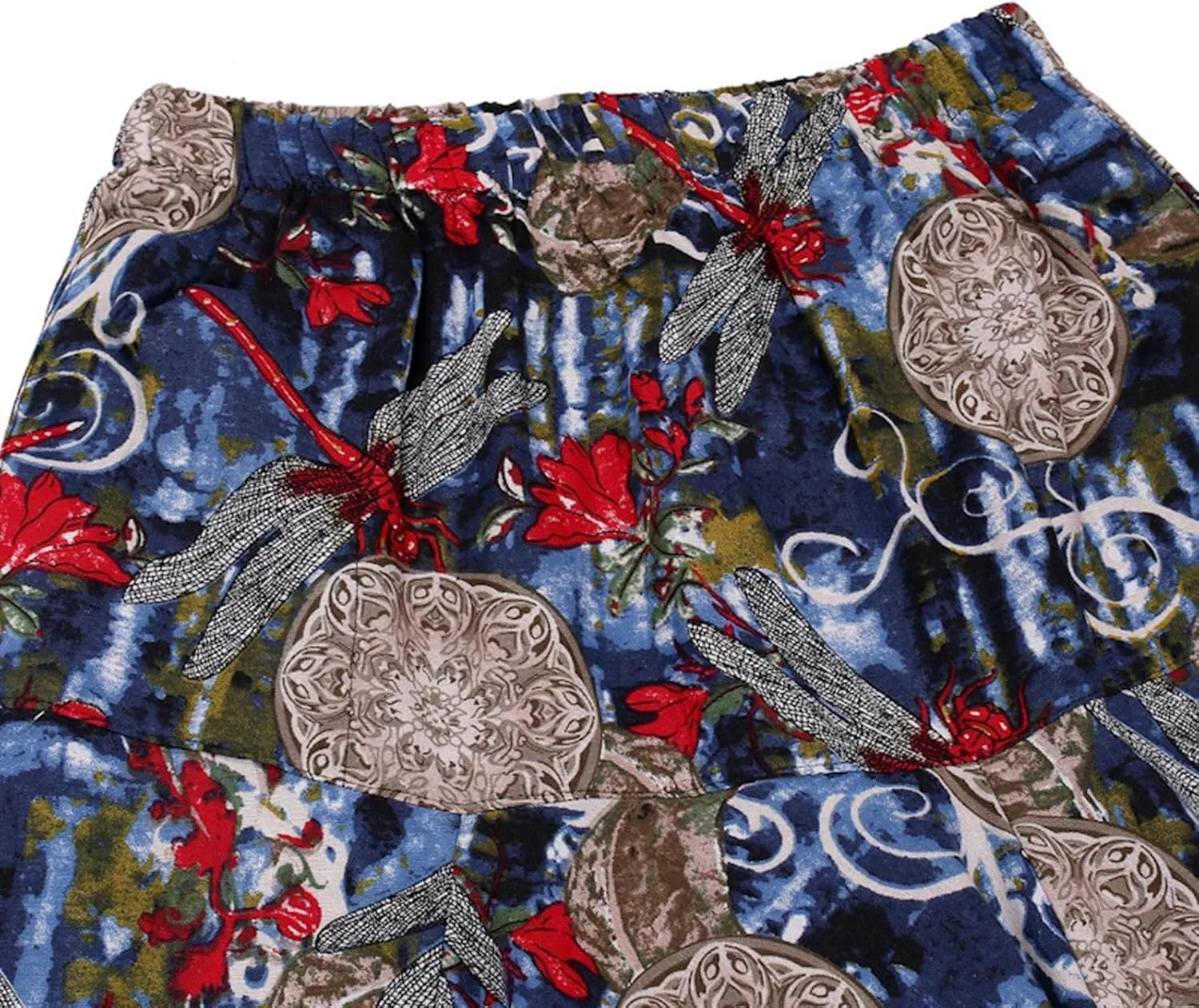 Alalaso Men Women Cotton Baggy Hippie Yoga Harem Pants Funky Printed Plus Size Trousers with Pockets