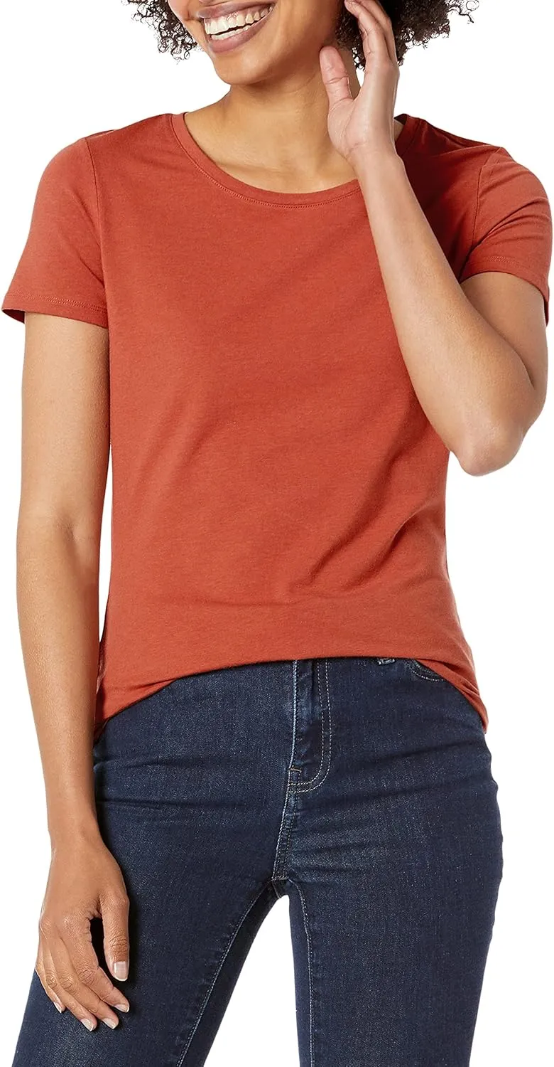 Amazon Essentials Women's Classic-Fit Short-Sleeve Crewneck T-Shirt, Multipacks