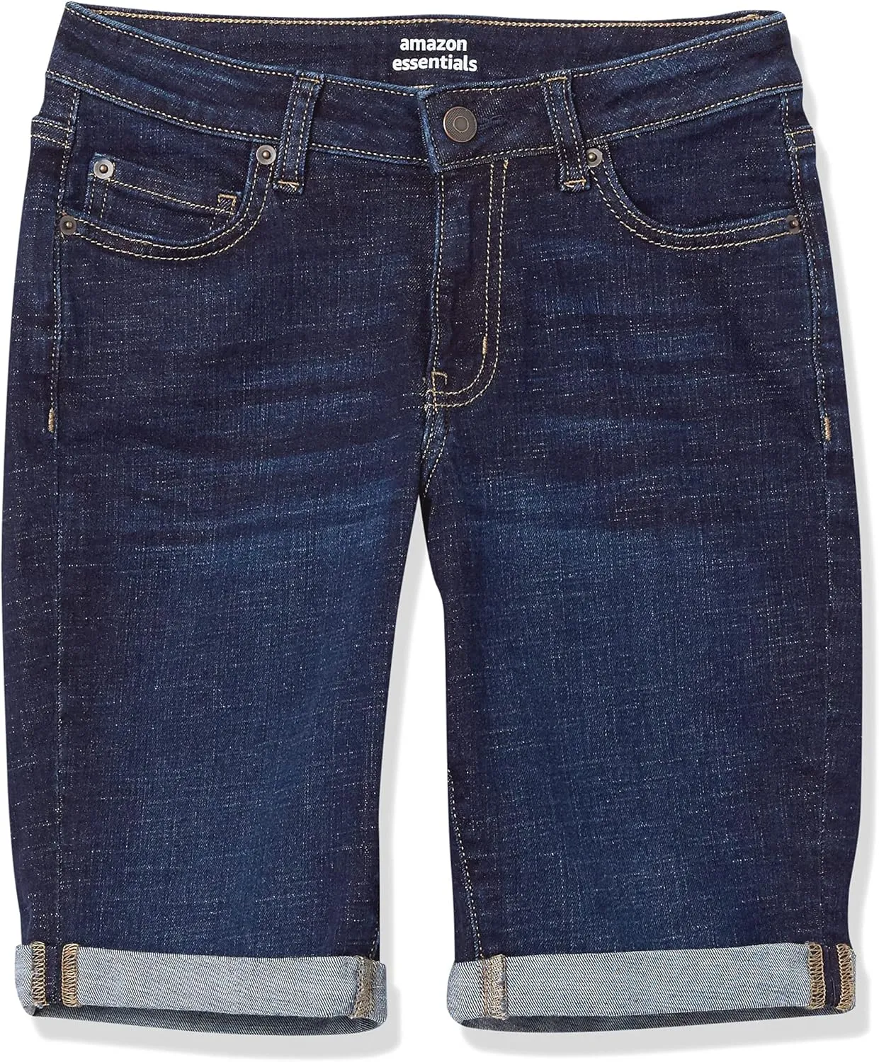 Amazon Essentials Women's Mid-Rise Slim fit Denim Bermuda Shorts with Pockets