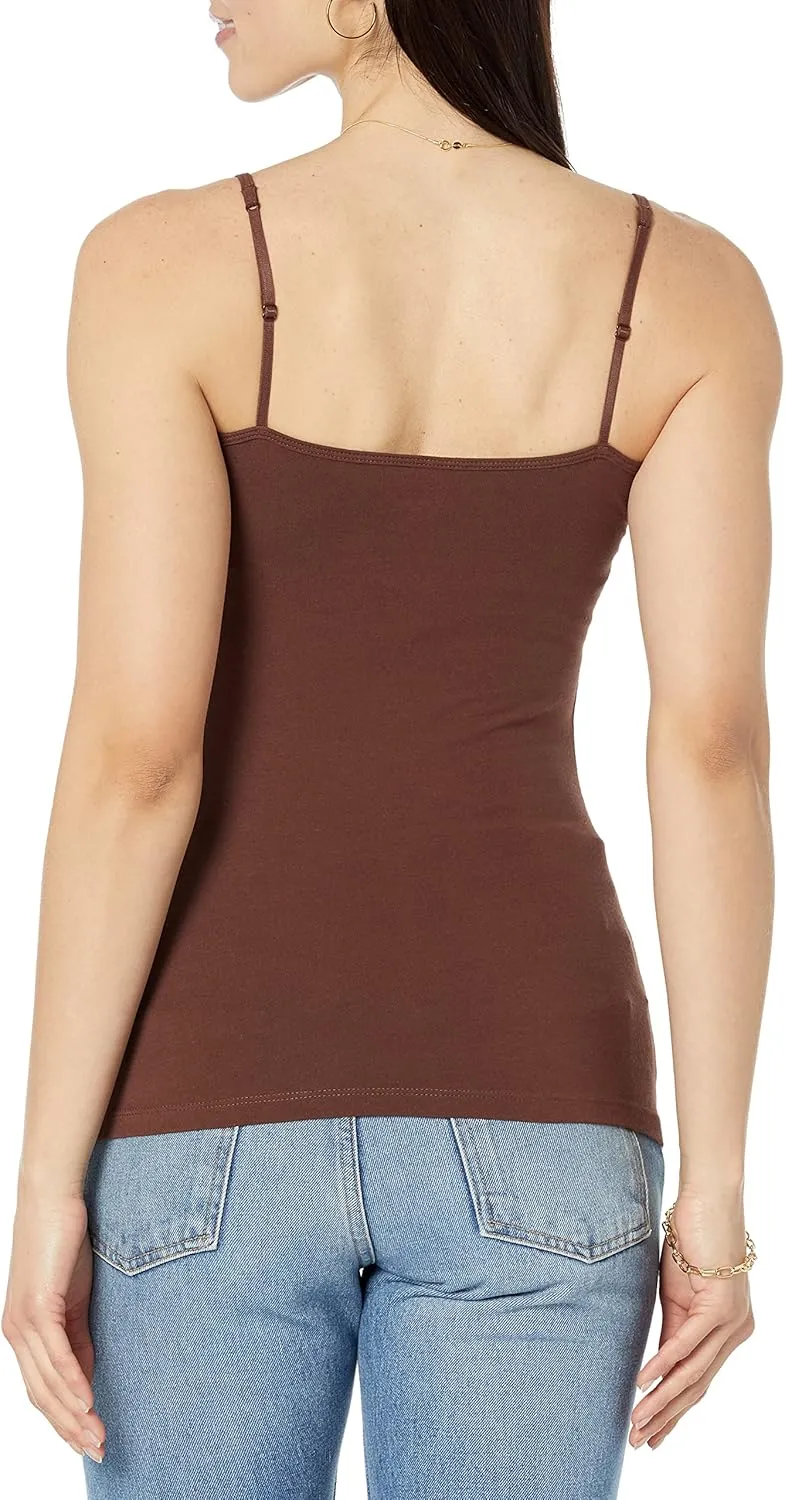 Amazon Essentials Women's Slim-Fit Knit V-Neck Layering Cami (Available in Plus Size), Pack of 4