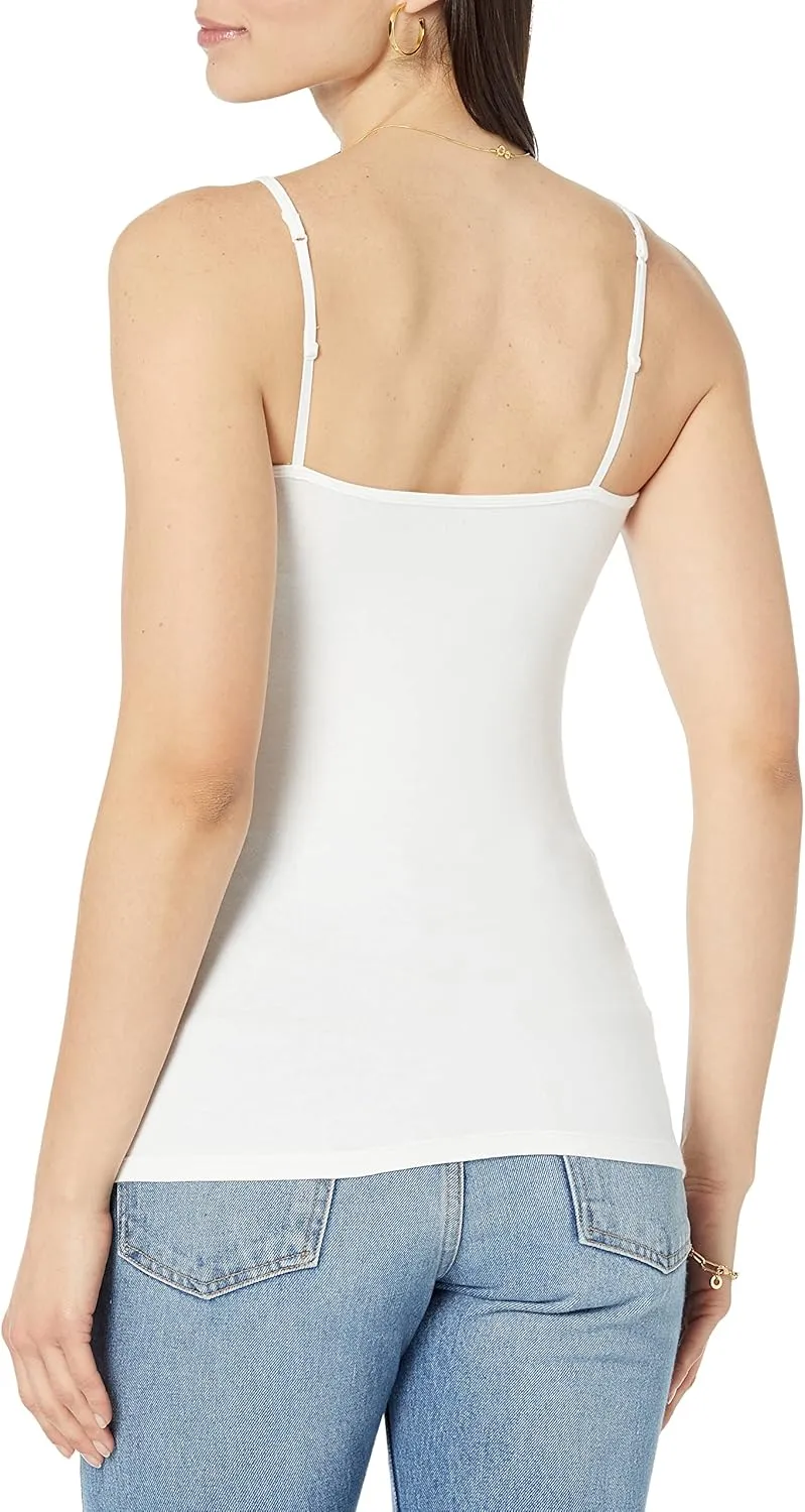 Amazon Essentials Women's Slim-Fit Knit V-Neck Layering Cami (Available in Plus Size), Pack of 4