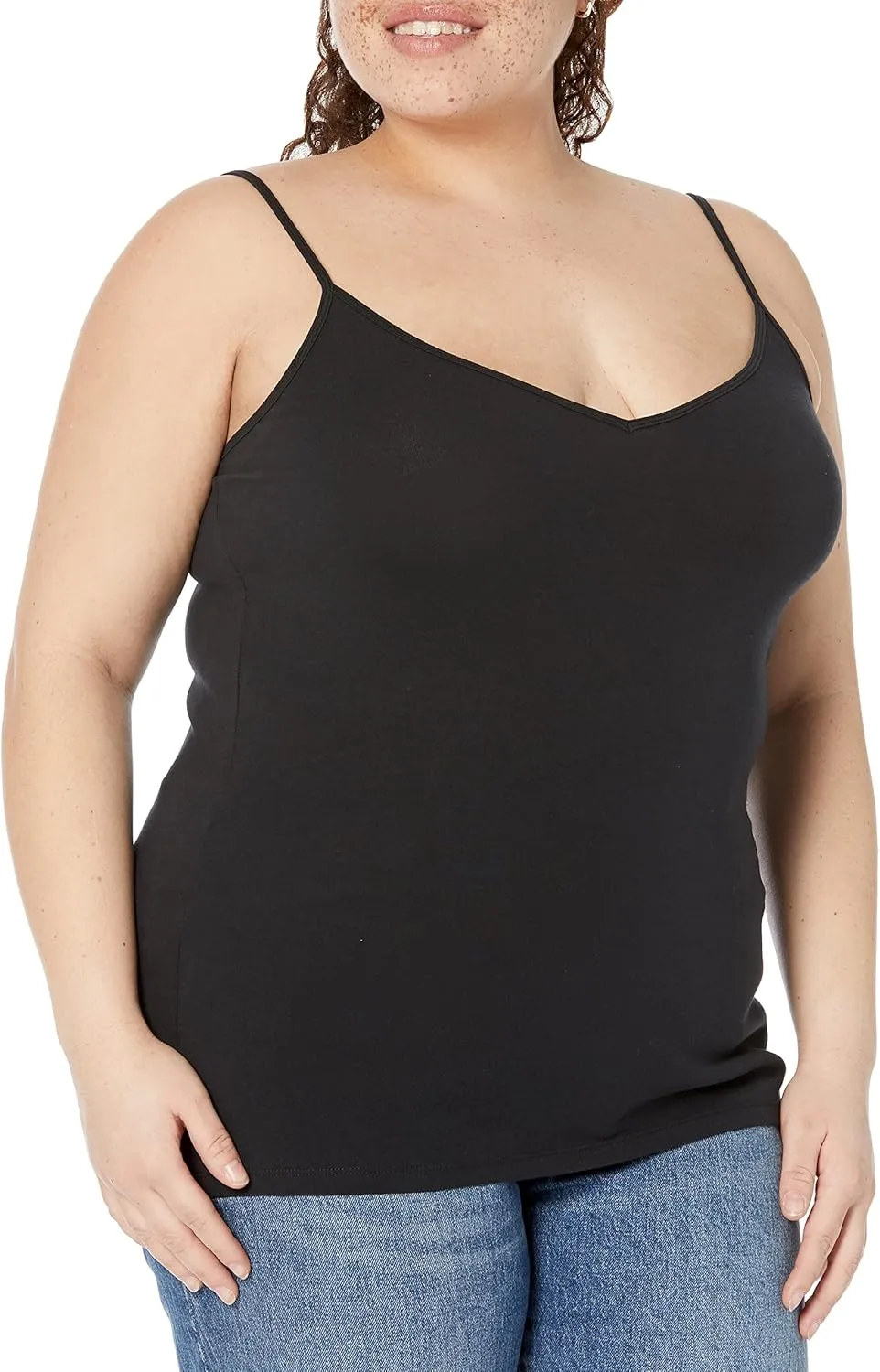 Amazon Essentials Women's Slim-Fit Knit V-Neck Layering Cami (Available in Plus Size), Pack of 4