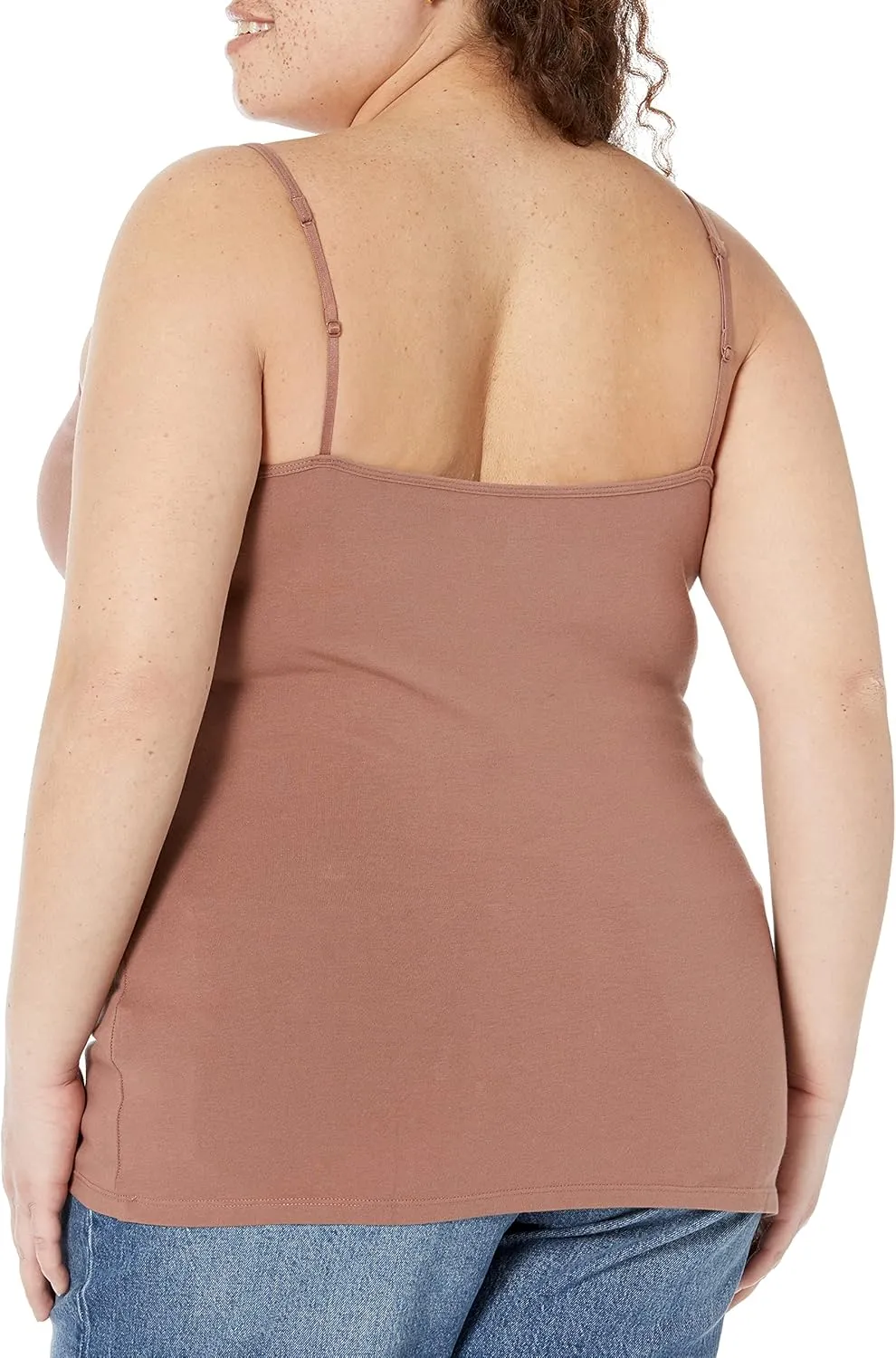 Amazon Essentials Women's Slim-Fit Knit V-Neck Layering Cami (Available in Plus Size), Pack of 4