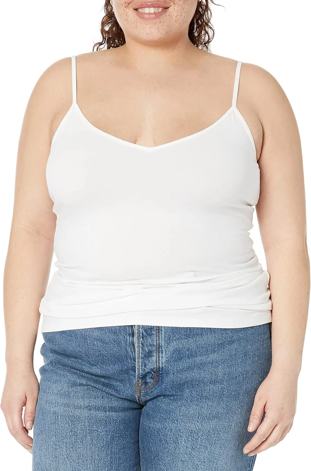 Amazon Essentials Women's Slim-Fit Knit V-Neck Layering Cami (Available in Plus Size), Pack of 4