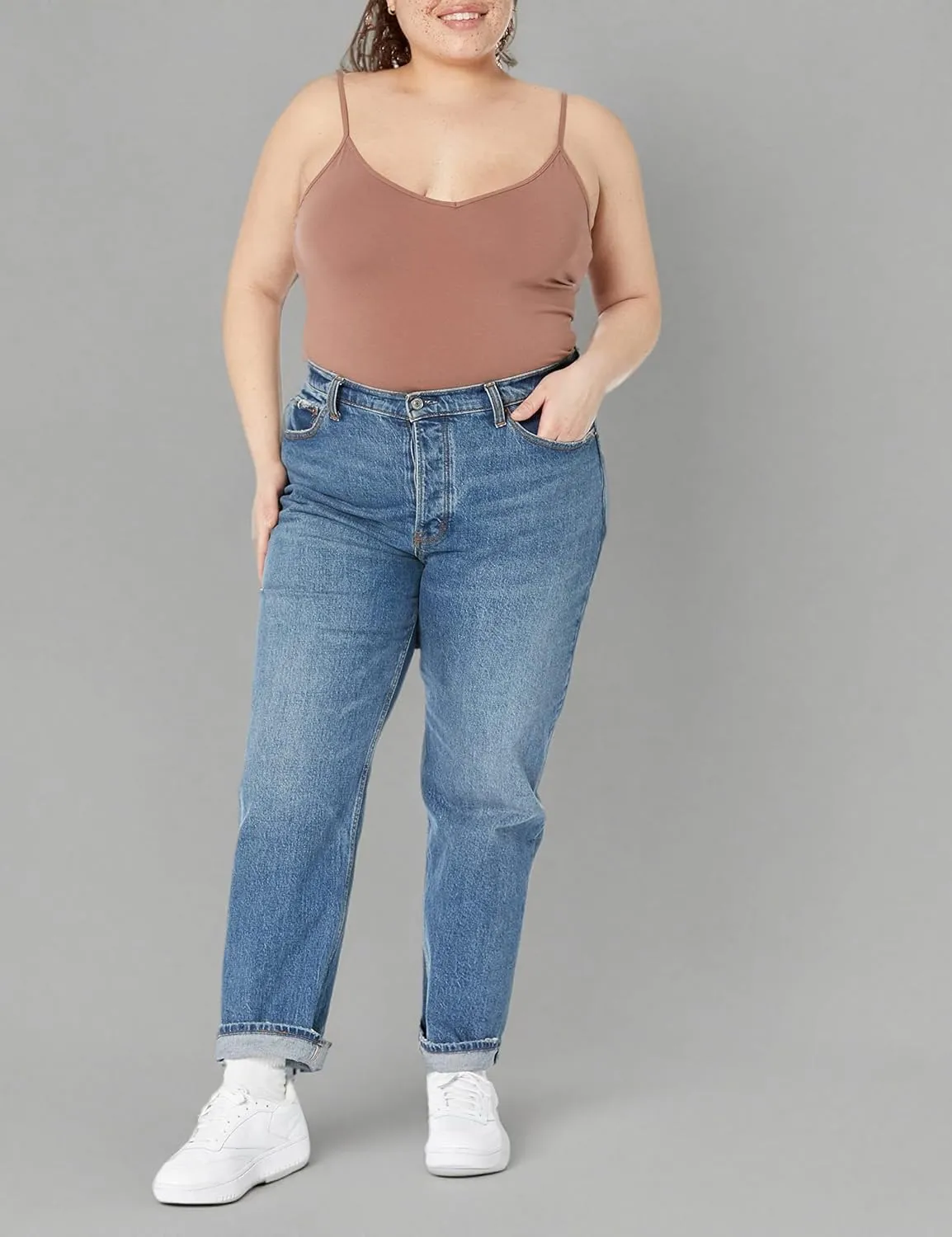 Amazon Essentials Women's Slim-Fit Knit V-Neck Layering Cami (Available in Plus Size), Pack of 4