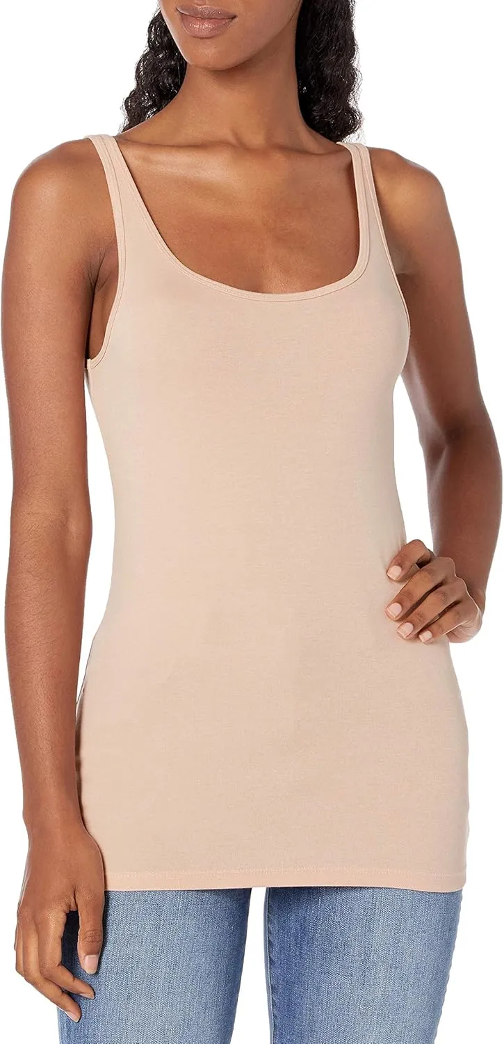 Amazon Essentials Women's Slim-Fit Thin Strap Tank Top, Pack of 2