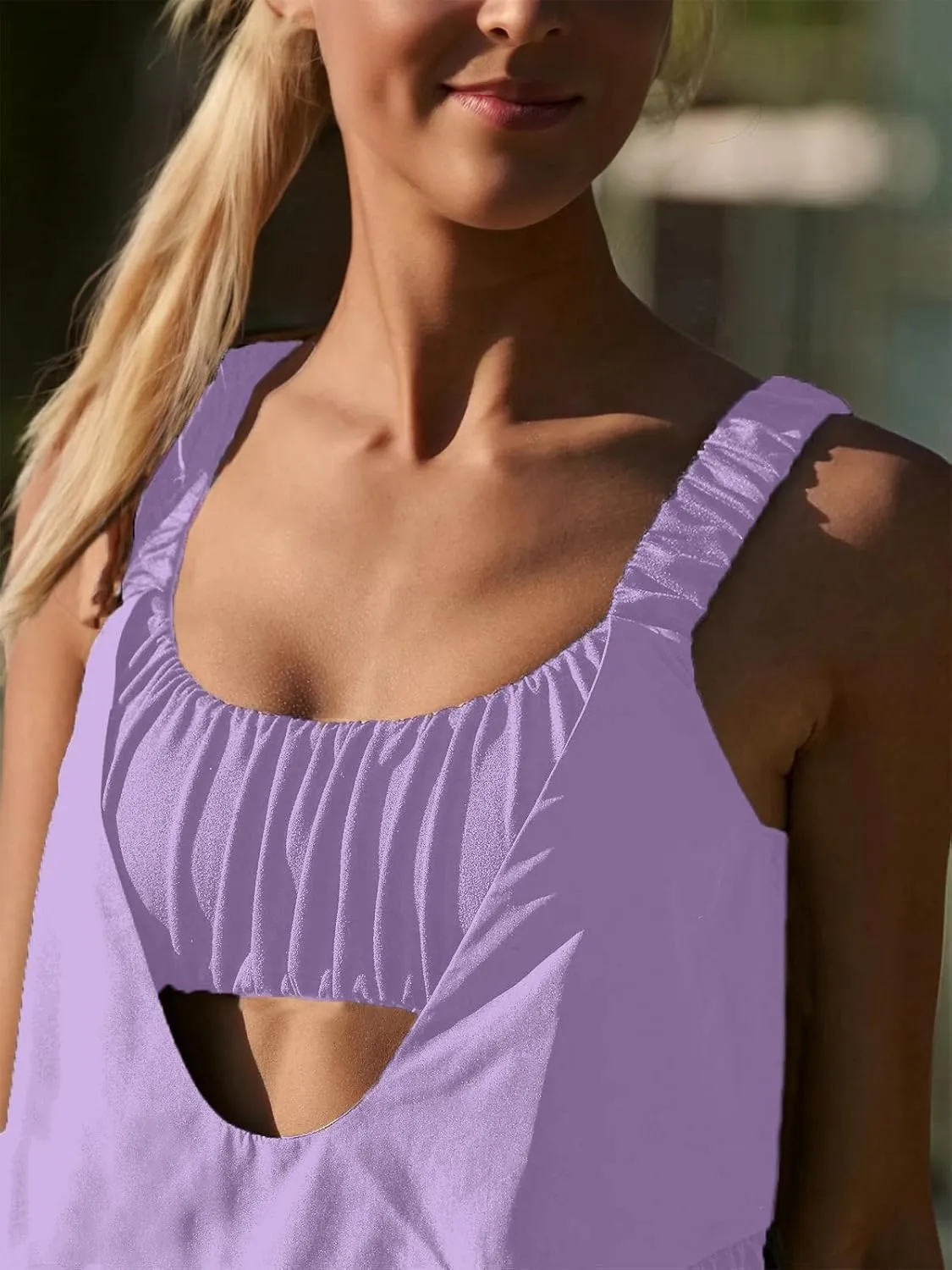 AnotherChill Womens Tennis Dress Built-in Bra & Matching Shorts Pockets Workout Dresses Athletic Outfits Cut Out Two Piece