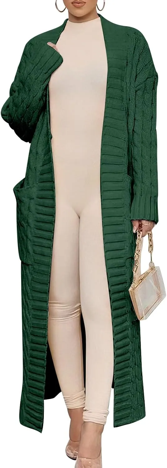 ANRABESS Womens Long Cardigan Sweater 2025 Oversized Coat Long Sleeve Open Front Knit Maxi Outwear Fall Trendy Jacket Clothes