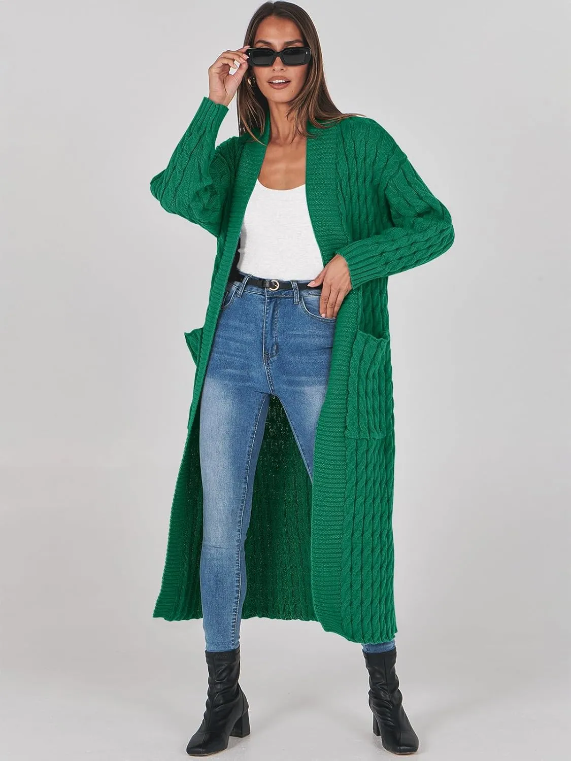 ANRABESS Womens Long Cardigan Sweater 2025 Oversized Coat Long Sleeve Open Front Knit Maxi Outwear Fall Trendy Jacket Clothes