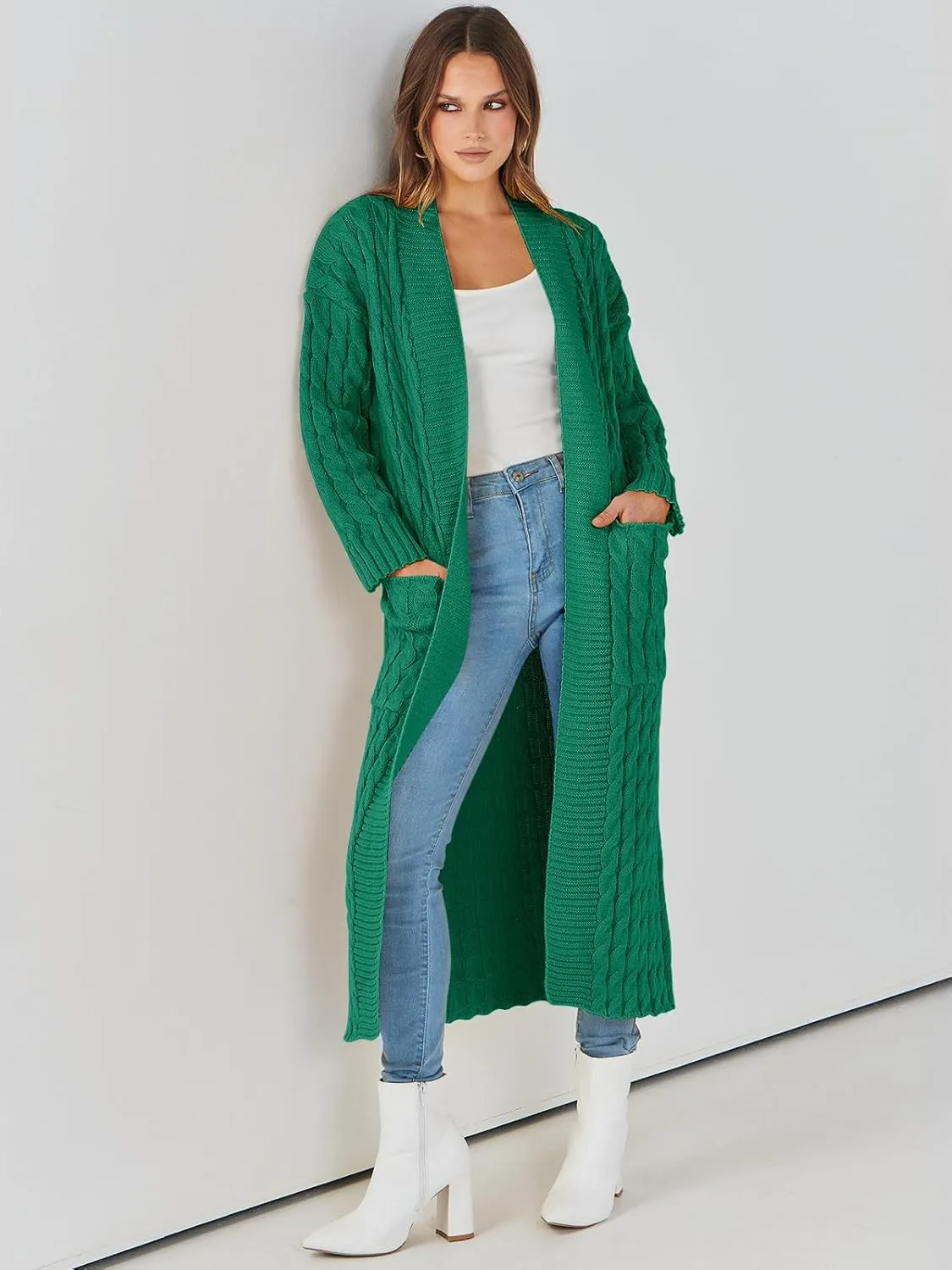 ANRABESS Womens Long Cardigan Sweater 2025 Oversized Coat Long Sleeve Open Front Knit Maxi Outwear Fall Trendy Jacket Clothes