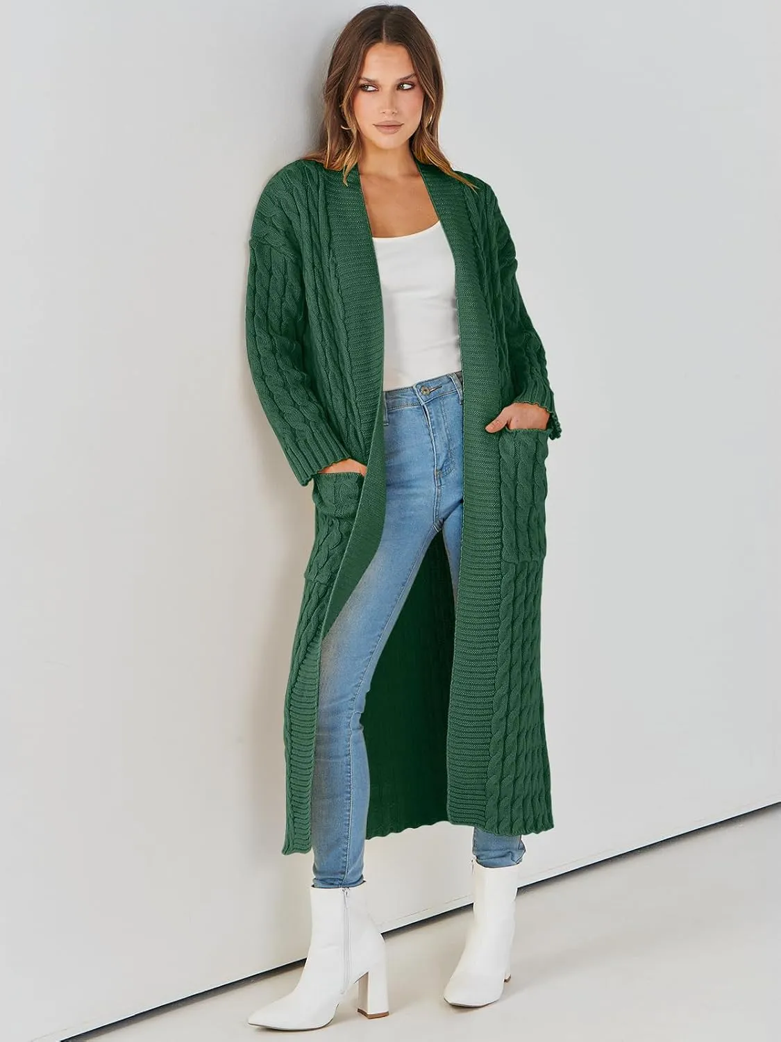ANRABESS Womens Long Cardigan Sweater 2025 Oversized Coat Long Sleeve Open Front Knit Maxi Outwear Fall Trendy Jacket Clothes