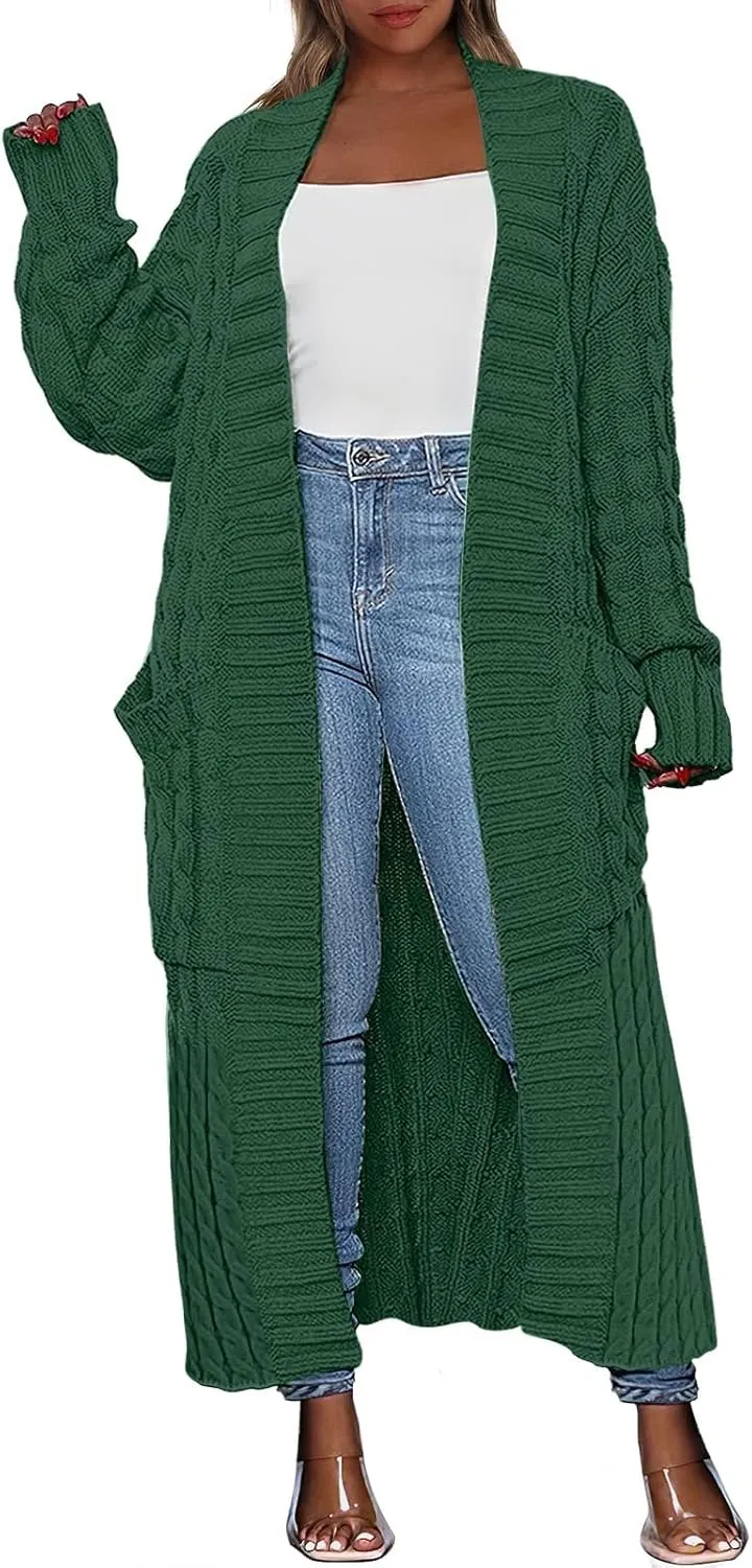 ANRABESS Womens Long Cardigan Sweater 2025 Oversized Coat Long Sleeve Open Front Knit Maxi Outwear Fall Trendy Jacket Clothes