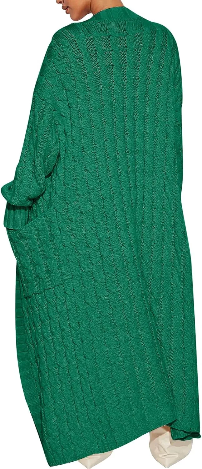 ANRABESS Womens Long Cardigan Sweater 2025 Oversized Coat Long Sleeve Open Front Knit Maxi Outwear Fall Trendy Jacket Clothes