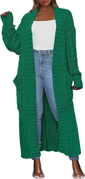 ANRABESS Womens Long Cardigan Sweater 2025 Oversized Coat Long Sleeve Open Front Knit Maxi Outwear Fall Trendy Jacket Clothes