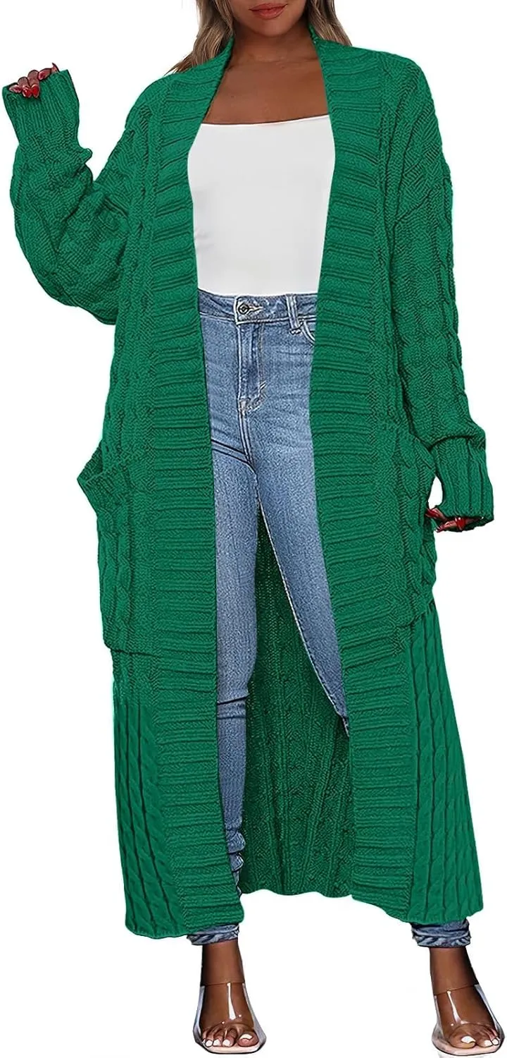 ANRABESS Womens Long Cardigan Sweater 2025 Oversized Coat Long Sleeve Open Front Knit Maxi Outwear Fall Trendy Jacket Clothes