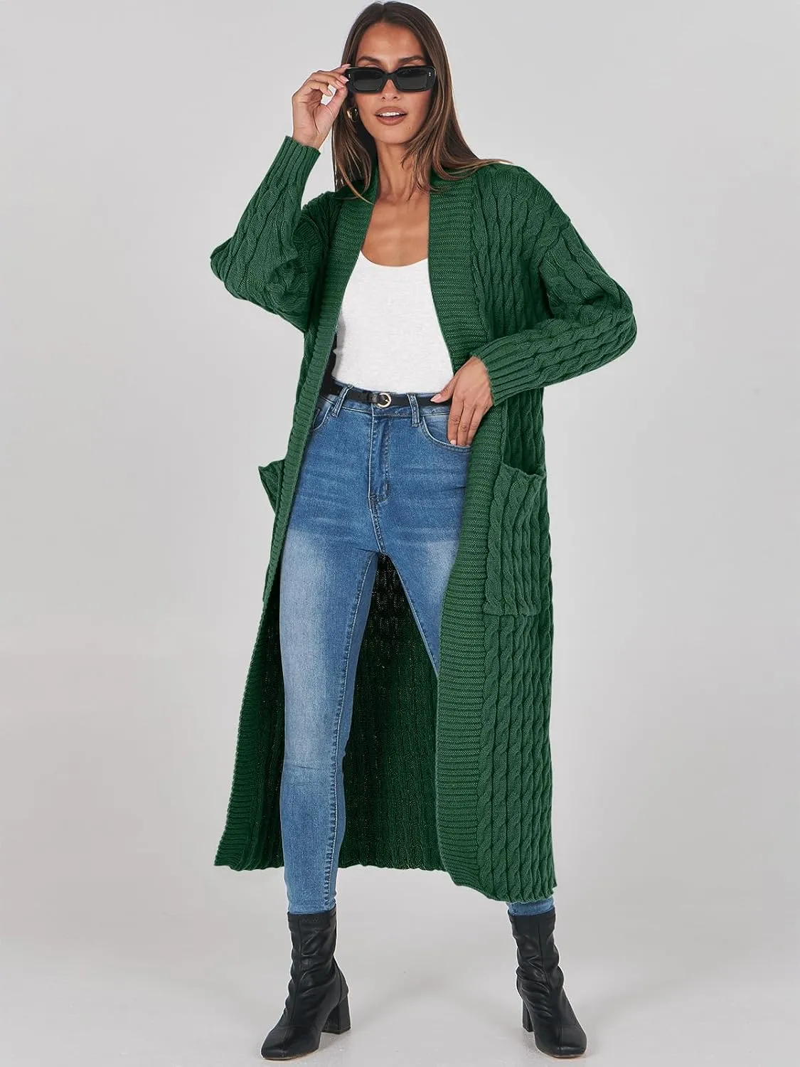 ANRABESS Womens Long Cardigan Sweater 2025 Oversized Coat Long Sleeve Open Front Knit Maxi Outwear Fall Trendy Jacket Clothes