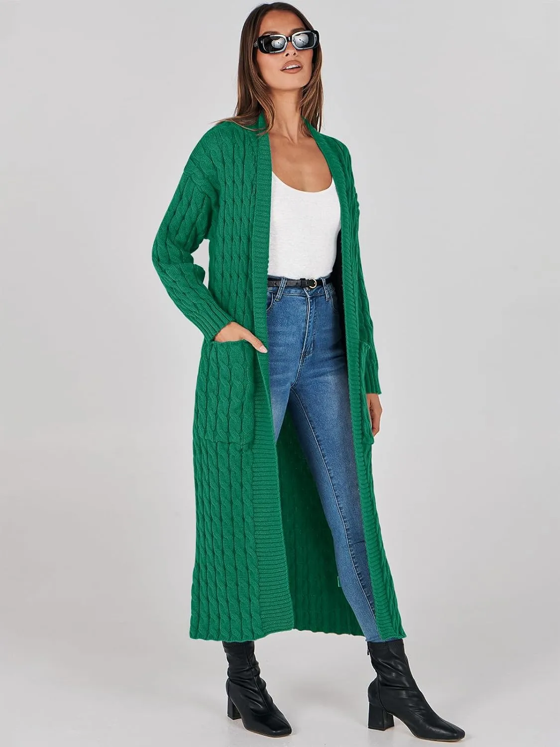 ANRABESS Womens Long Cardigan Sweater 2025 Oversized Coat Long Sleeve Open Front Knit Maxi Outwear Fall Trendy Jacket Clothes