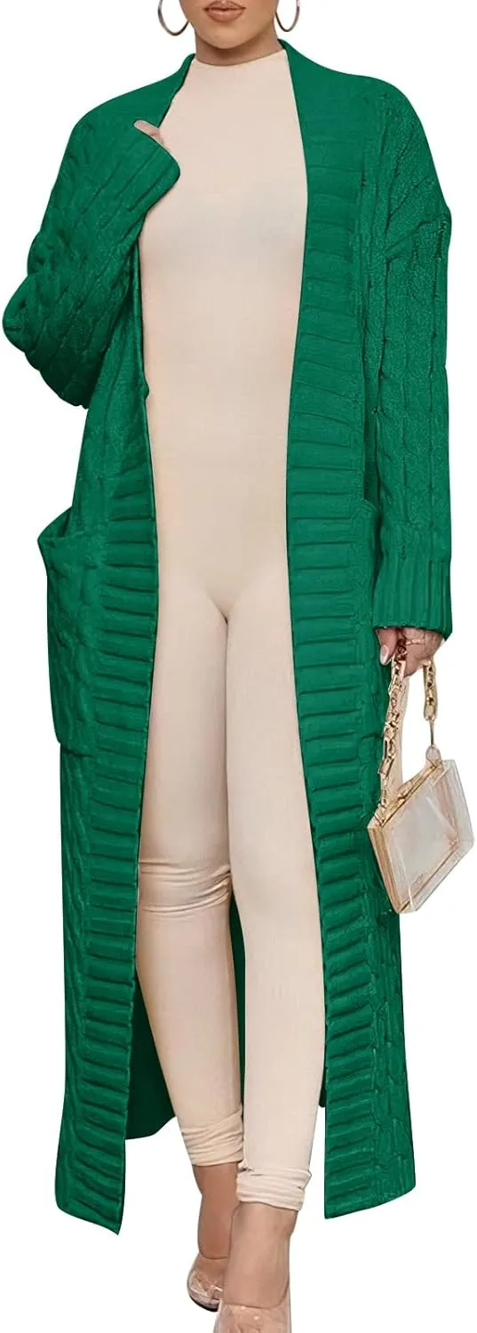 ANRABESS Womens Long Cardigan Sweater 2025 Oversized Coat Long Sleeve Open Front Knit Maxi Outwear Fall Trendy Jacket Clothes