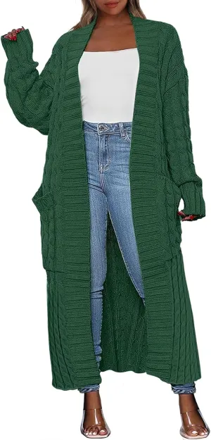 ANRABESS Womens Long Cardigan Sweater 2025 Oversized Coat Long Sleeve Open Front Knit Maxi Outwear Fall Trendy Jacket Clothes