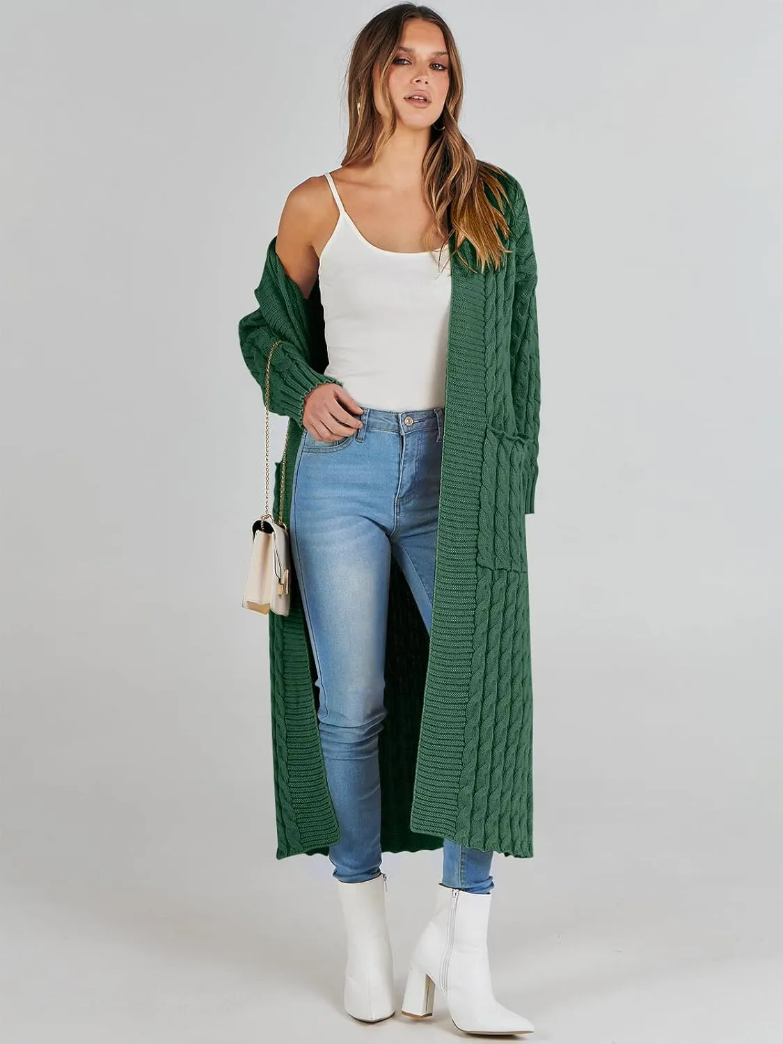 ANRABESS Womens Long Cardigan Sweater 2025 Oversized Coat Long Sleeve Open Front Knit Maxi Outwear Fall Trendy Jacket Clothes