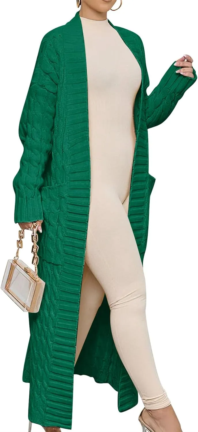 ANRABESS Womens Long Cardigan Sweater 2025 Oversized Coat Long Sleeve Open Front Knit Maxi Outwear Fall Trendy Jacket Clothes