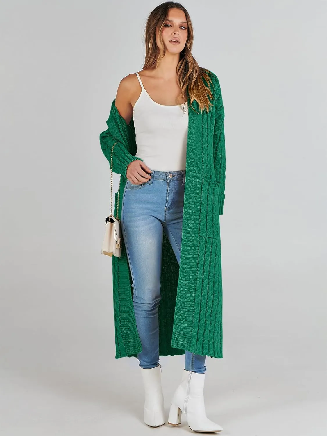 ANRABESS Womens Long Cardigan Sweater 2025 Oversized Coat Long Sleeve Open Front Knit Maxi Outwear Fall Trendy Jacket Clothes