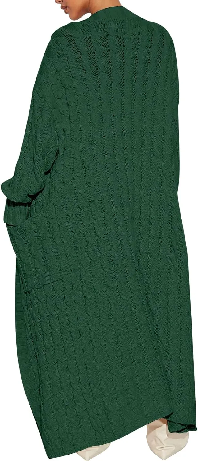 ANRABESS Womens Long Cardigan Sweater 2025 Oversized Coat Long Sleeve Open Front Knit Maxi Outwear Fall Trendy Jacket Clothes