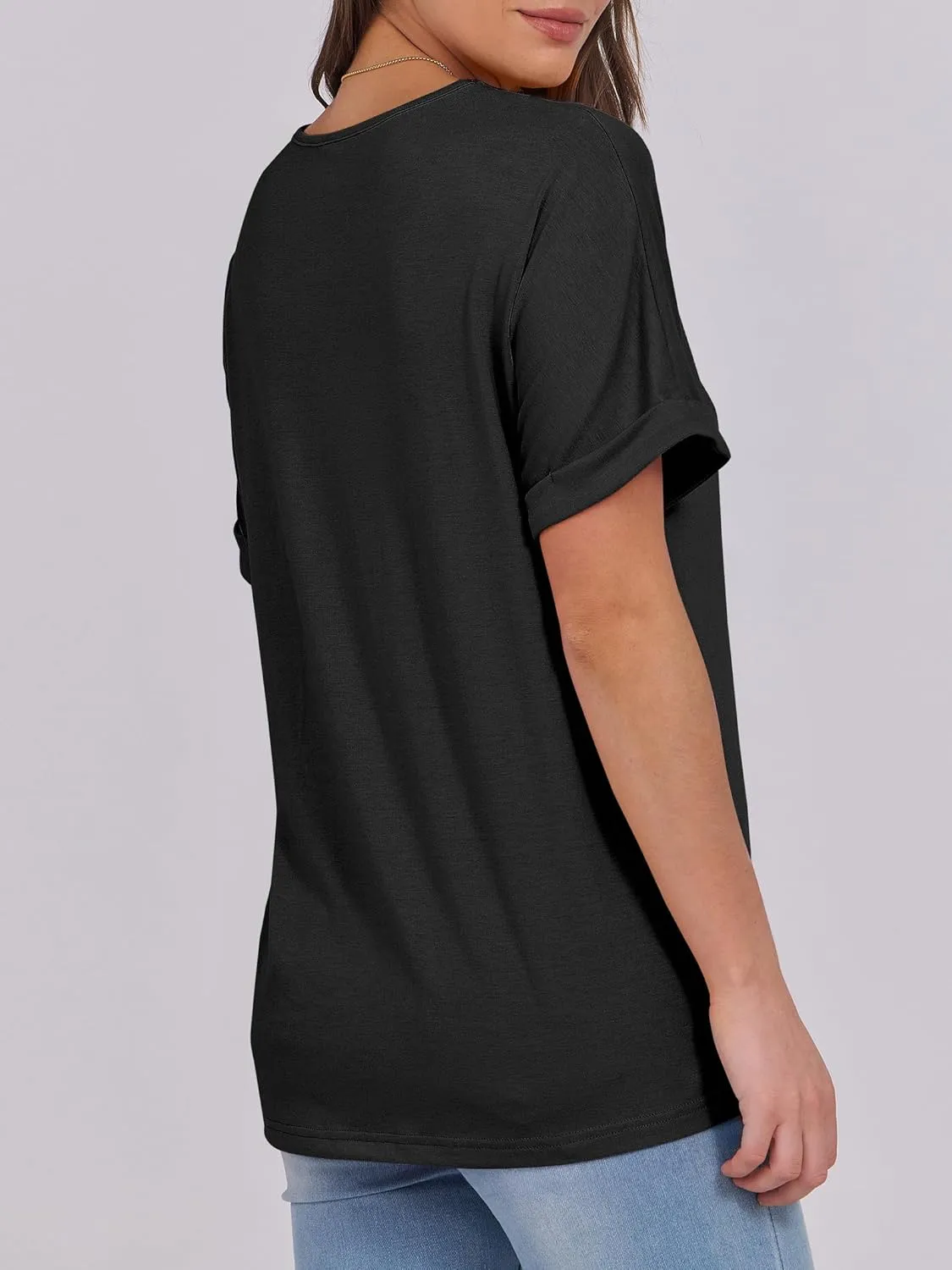 ANRABESS Womens T Shirts Short Sleeve V Neck Shirts Summer Loose Fit Dressy Tops Business Casual Blouses 2025 Basic Tees