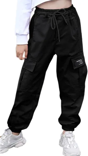 AOWKULAE Girls & Womens Casual Cargo Jogger Pants, 6 Years - Women 3XL
