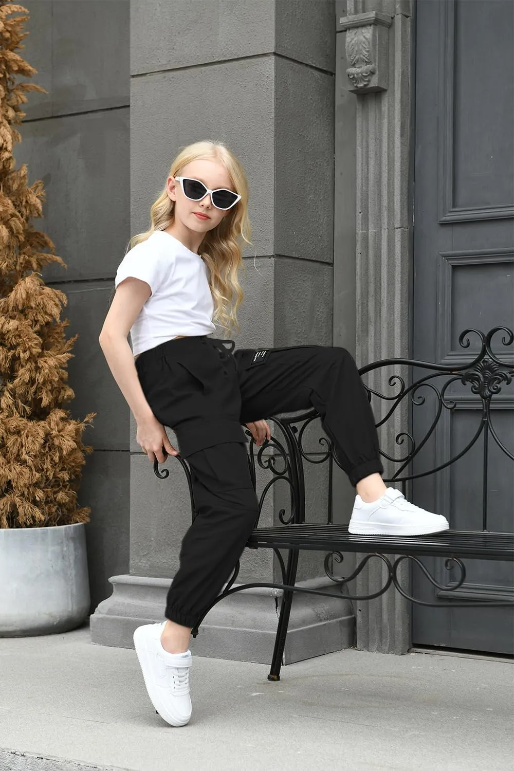 AOWKULAE Girls & Womens Casual Cargo Jogger Pants, 6 Years - Women 3XL