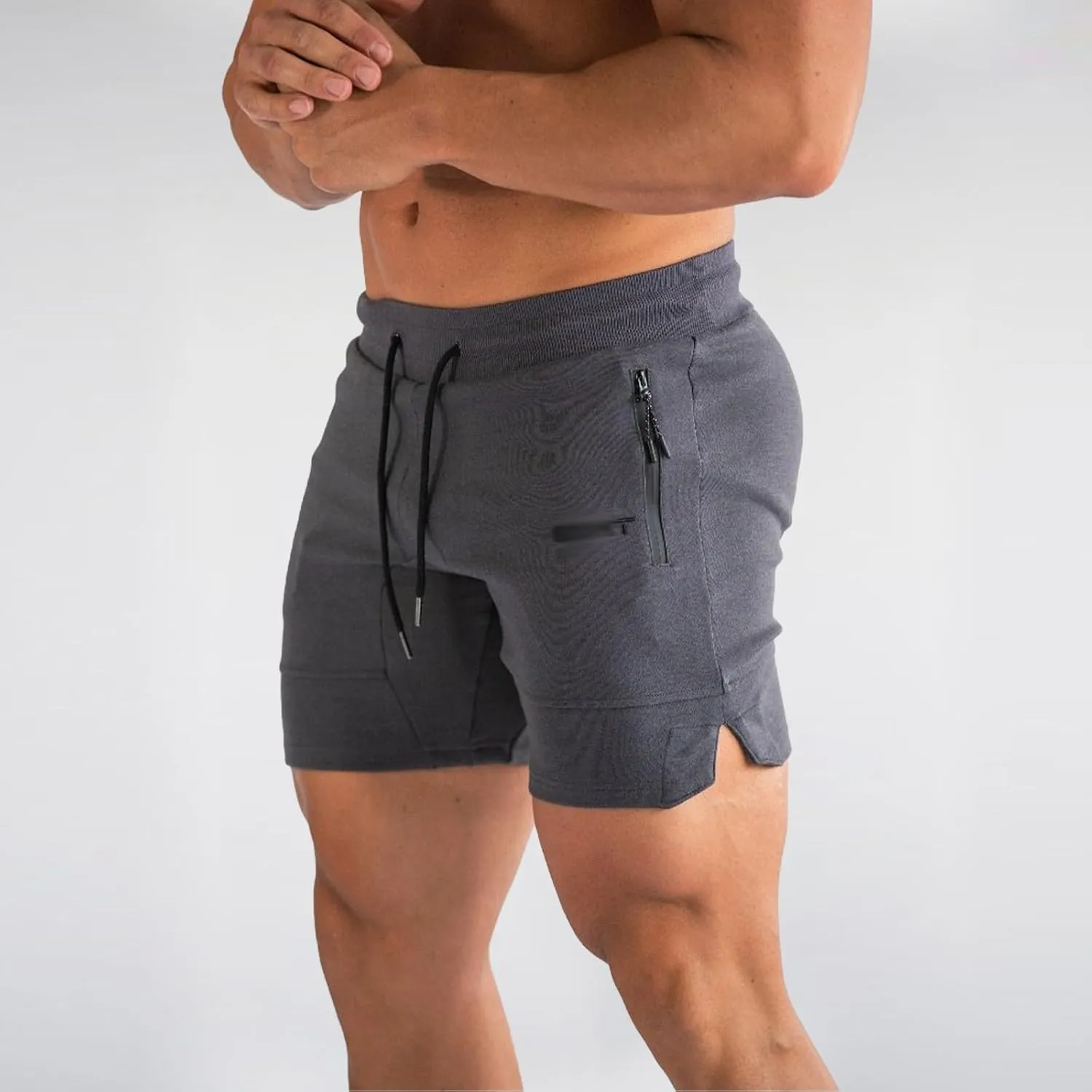 Athletic Shorts for Men Gym Workout Running SweatShorts Quick Dry Slim Fit Drawstring Zipper Pocket Summer Pants 2025