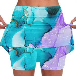 Athletic Skorts for Woman Elastic Cross Hight Waisted Tennis Yoga Shorts Skirts with Pockets Tummy Control Joggers