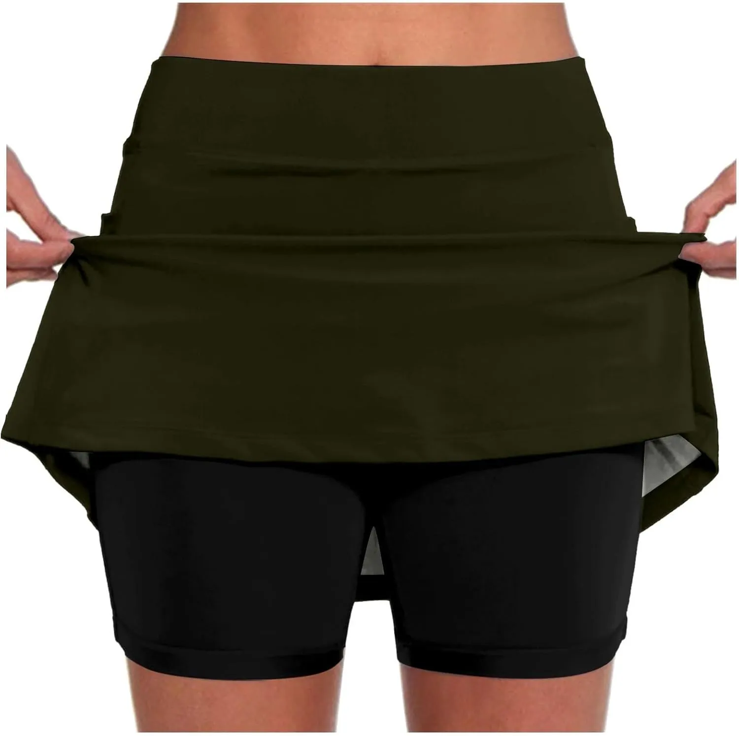 Athletic Skorts for Woman Elastic Tennis Yoga Shorts High Waist Daisy Printed Skirts Tummy Control Skinny Joggers