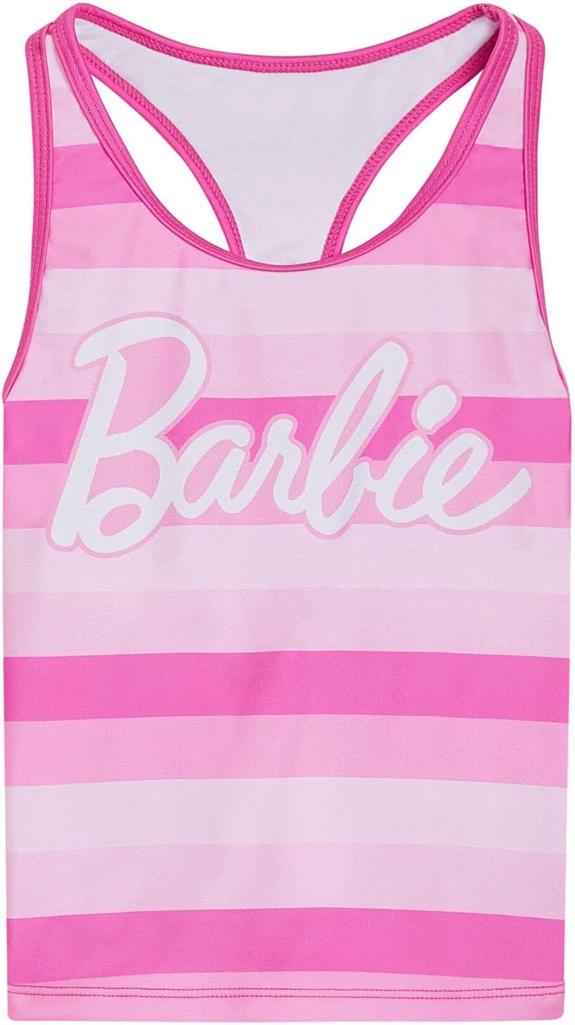 Barbie Girls Racerback UPF 50  Tankini Top and Swim Shorts Outfit Set Little Kid to Big Kid Sizes (4-14-16)