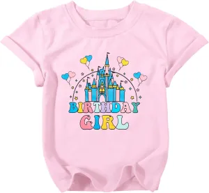 Birthday Girl Shirt Magical Castle Tshirt Birthday Shirts for Kids Funny Birthday Party Gift Tees Cute Graphic Tops